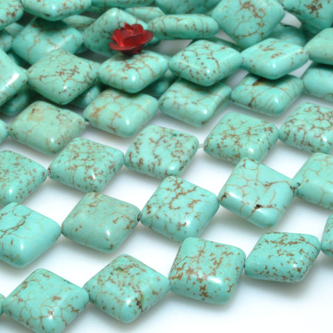 Blue Turquoise smooth square rhombus loose beads wholesale gemstone jewelry making bracelet necklace supply