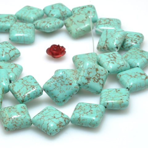 Blue Turquoise smooth square rhombus loose beads wholesale gemstone jewelry making bracelet necklace supply