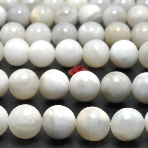 Natural White Crazy Lace Agate smooth round beads wholesale gemstone for jewelry making DIY