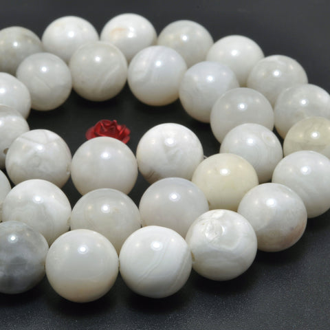 Natural White Crazy Lace Agate smooth round beads wholesale gemstone for jewelry making DIY