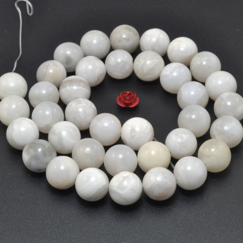 Natural White Crazy Lace Agate smooth round beads wholesale gemstone for jewelry making DIY