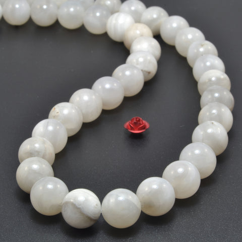 Natural White Crazy Lace Agate smooth round beads wholesale gemstone for jewelry making DIY