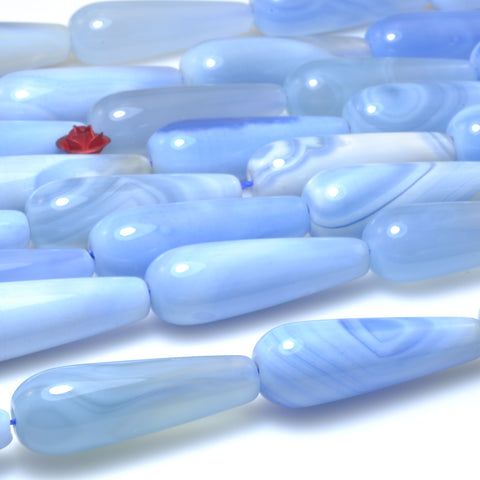 Blue Agate smooth teardrop beads gemstone wholesale jewelry making DIY