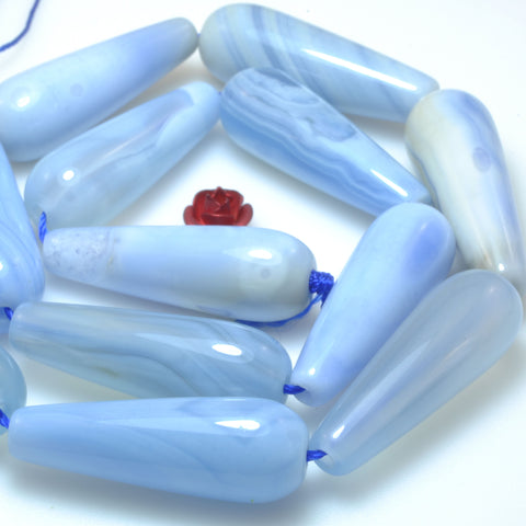 Blue Agate smooth teardrop beads gemstone wholesale jewelry making DIY