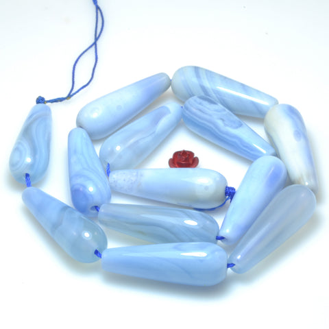 Blue Agate smooth teardrop beads gemstone wholesale jewelry making DIY