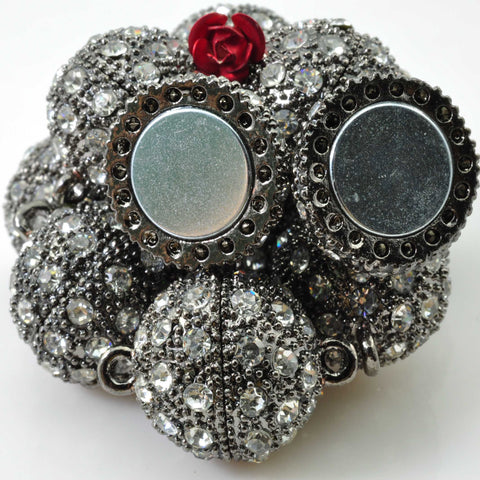 Gun black Plated rhinestone magnetic clasp cz pave round clasps wholesale jewelry making bracelet clasp necklace findings supplies