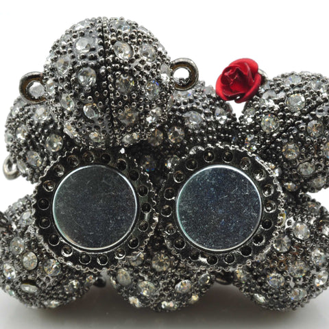 Gun black Plated rhinestone magnetic clasp cz pave round clasps wholesale jewelry making bracelet clasp necklace findings supplies