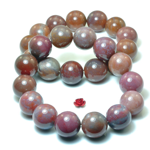 YesBeads Indian Agate Bracelet natural gemstone smooth round beads stretch bracelet for men or women jewelry