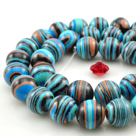 YesBeads Blue Malachite smooth round Synthetic beads wholesale jewelry making 15"