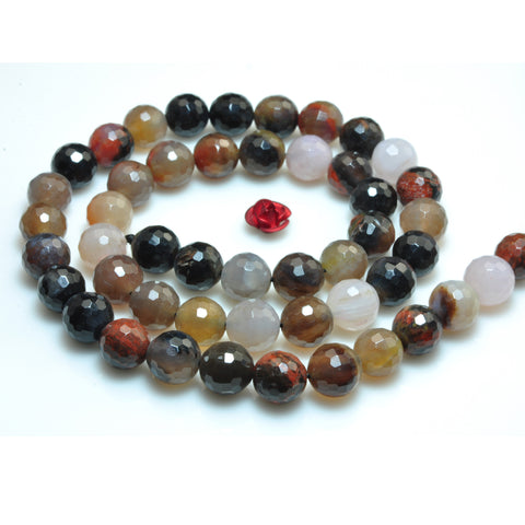 YesBeads Natural Arizona Petrified Wood Agate faceted round beads gemstone wholesale 15"