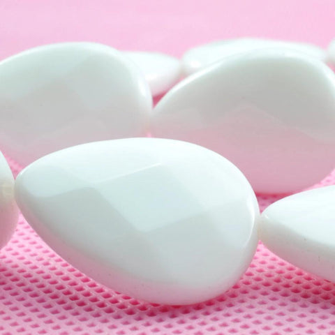 YesBeads White Ceramic faceted teardrop beads wholesale gemstone jewelry making
