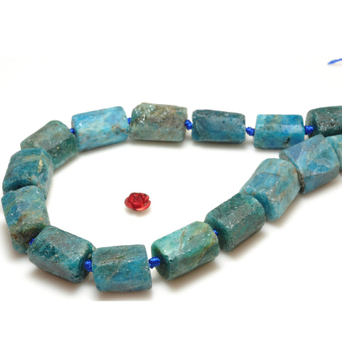 YesBeads Natural Blue Apatite faceted raw matte nugget tube beads gemstone 15"