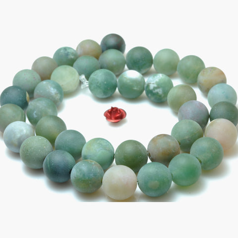 YesBeads Natural Indian Agate matte round loose beads gemstone wholesale jewelry 15"