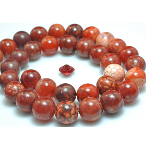 YesBeads Red Fire Agate smooth round loose beads gemstone wholesale jewelry making 15"