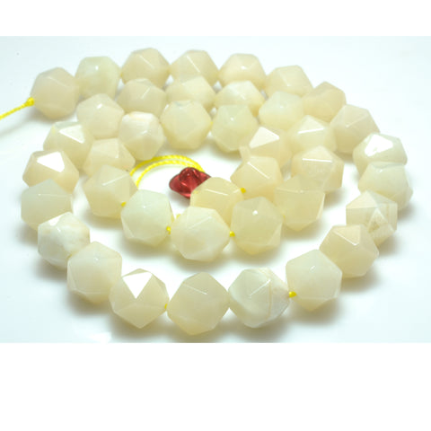 YesBeads Natural Moonstone creamy star cut faceted nugget beads wholesale gemstone jewelry making 15"