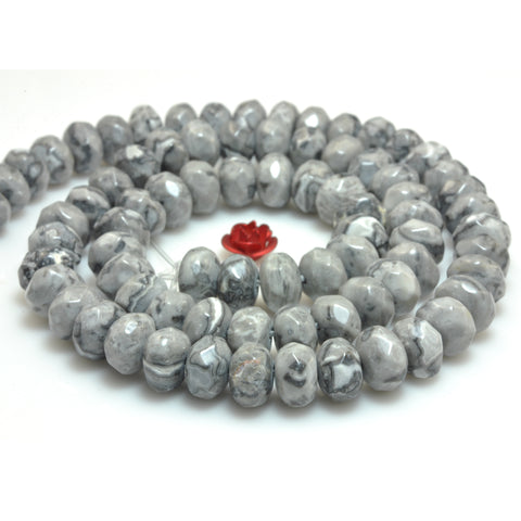 YesBeads Natural Picasso Jasper star cut faceted nugget beads gray map gemstone jewelry making 15"