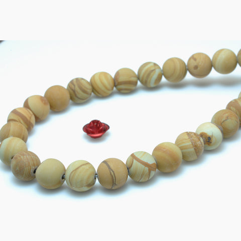 YesBeads Natural Wood Jasper stone matte round beads gemstone wholesale jewelry 15"