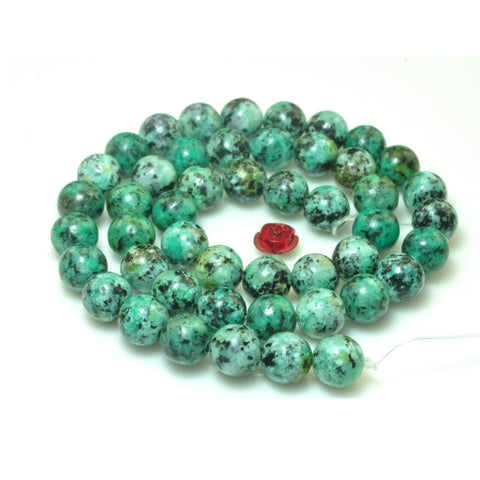 YesBeads Green Jasper stone smooth round loose beads gemstone wholesale jewelry making 15"
