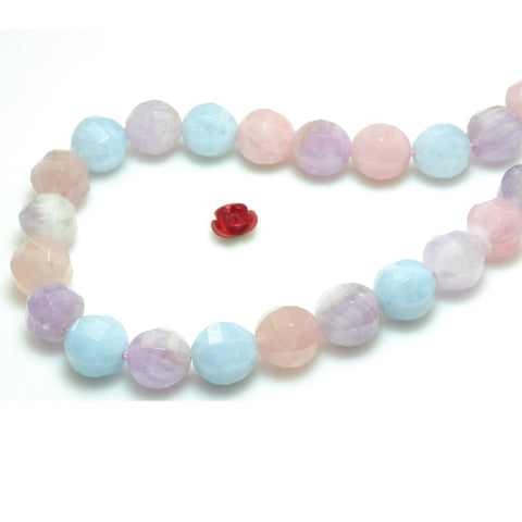 YesBeads Natural Morganite faceted round loose beads mix aquamarine gemstone wholesale jewelry making 15"