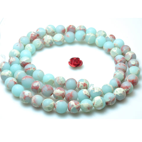 YesBeads Impression Jasper matte round beads aqua terra jasper stone 6mm-12mm 15"