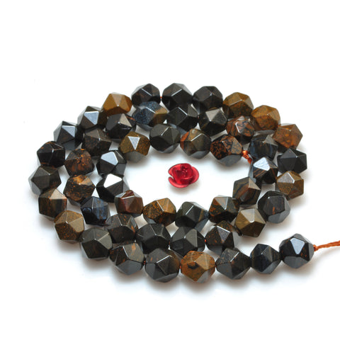 YesBeads Natural Yellow Tiger Iron star cut faceted nugget beads gemstone 8mm 15"