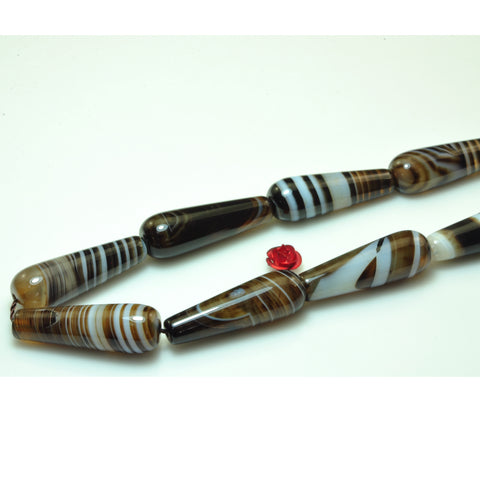 YesBeads Natural Brown Banded Agate smooth teardrop beads gemstone wholesale 15"