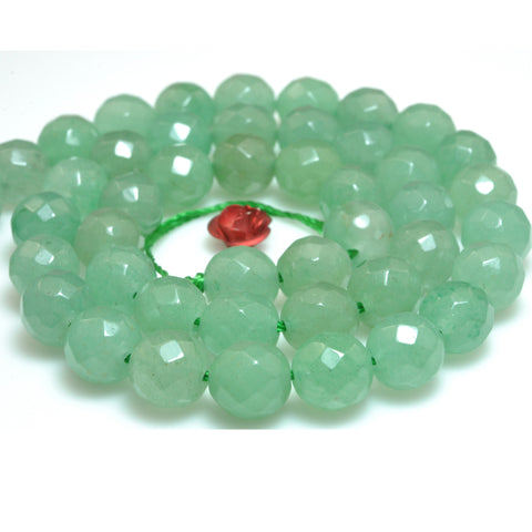 Natural Green Aventurine faceted round loose beads gemstone wholesale jewelry making bracelet necklace diy