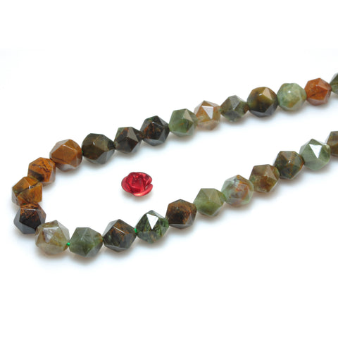 YesBeads Natural Ocean Jade stone star cut faceted nugget beads wholesale gemstone 15"