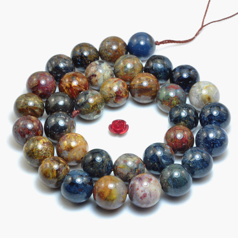 YesBeads Natural Pietersite stone smooth round loose beads wholesale gemstone jewelry 15"