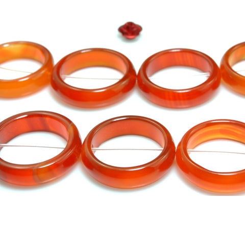YesBeads Natural Carnelian smooth ring donut circle beads red gemstone wholesale jewelry making
