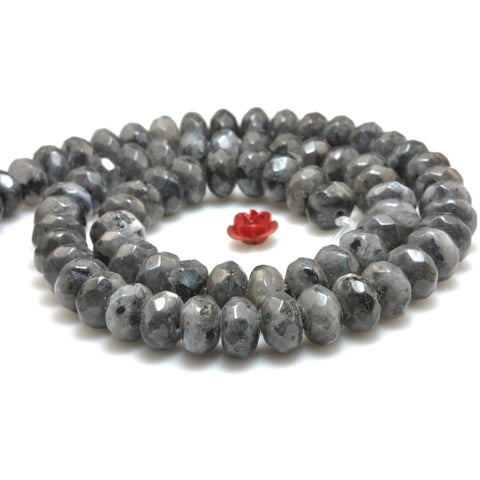 YesBeads Natural Black Labradorite faceted rondelle beads wholesale gemstone jewelry making 5x8mm 15"