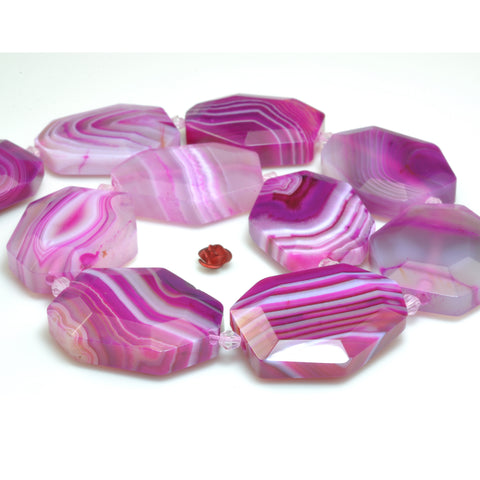 YesBeads Red Banded Agate faceted nugget beads gemstone wholesale jewelry making 15"