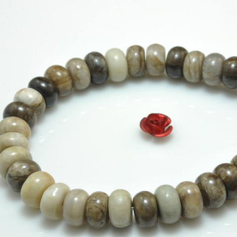 Natural Gray Silver Leaf Jasper smooth rondelle beads gemstone wholesale jewelry making bracelet necklace diy