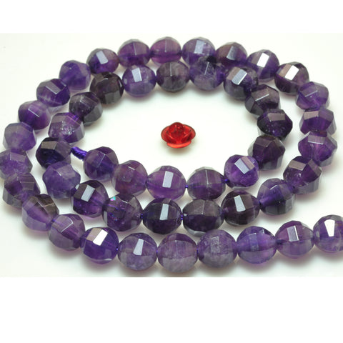 YesBeads Natural Amethyst faceted round loose beads purple gemstone wholesale jewelry making 15"