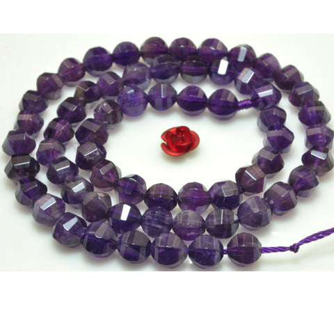 YesBeads Natural Amethyst faceted round loose beads purple gemstone wholesale jewelry making 15"
