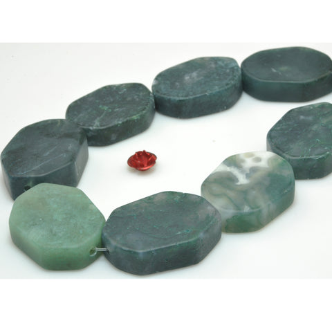 YesBeads Natural Green Moss Agate matte nugget beads gemstone wholesale jewelry making 15"