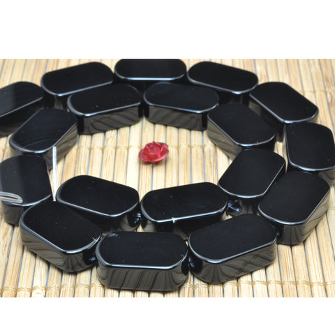 Black Onyx smooth flat rectangle beads wholesale gemstone jewelry making bracelet necklace diy
