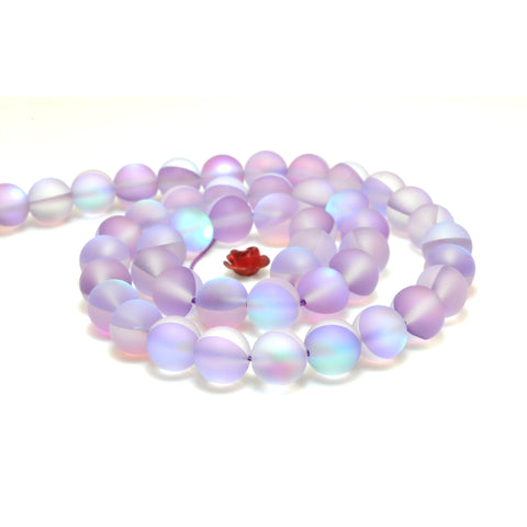YesBeads Mystic Aura Quartz Crystal light purple matte round loose beads wholesale jewelry 15"