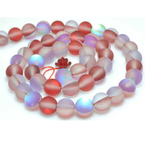 YesBeads Mystic Aura Quartz Crystal red matte round loose beads wholesale jewelry 15"
