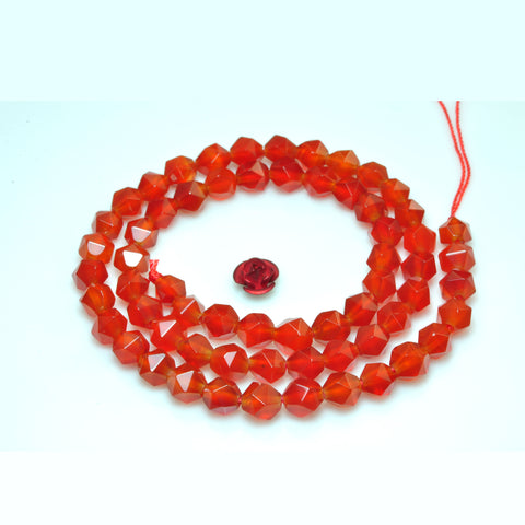 YesBeads natural Carnelian faceted star cut nugget round beads gemstone 15''