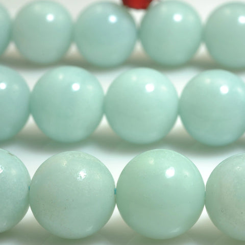 YesBeads Natural Amazonite gemstone smooth round loose beads gemstone wholesale jewelry making bracelet design 15"