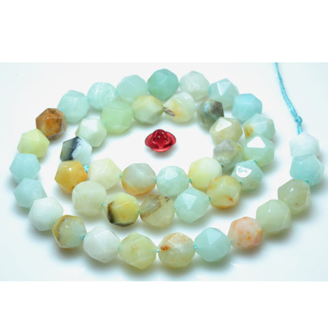 YesBeads natural Amazonite gemstone star cut faceted nugget beads wholesale 15"