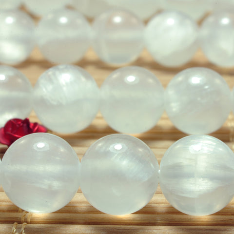 Natural Selenite gemstone smooth round loose beads wholesale jewelry making bracelet necklace diy