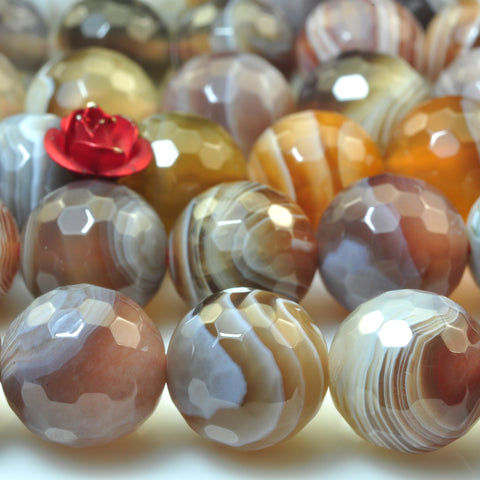 Natural Brown Botswana Agate faceted round loose beads wholesale gemstone jewelry making bracelet necklace diy