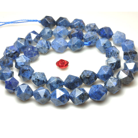 YesBeads Natural Blue Dumortierite star cut faceted nugget beads gemstone wholesale jewelry making 15"