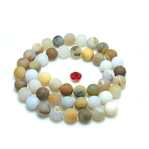 YesBeads Natural Polka Dot Agate matte loose round beads wholesale gemstone jewelry 15''