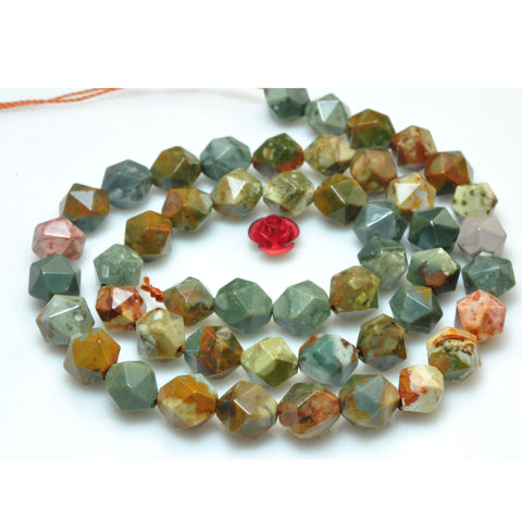 YesBeads Natural America Rocky Butte Jasper Faceted Star Cut nugget beads 15''