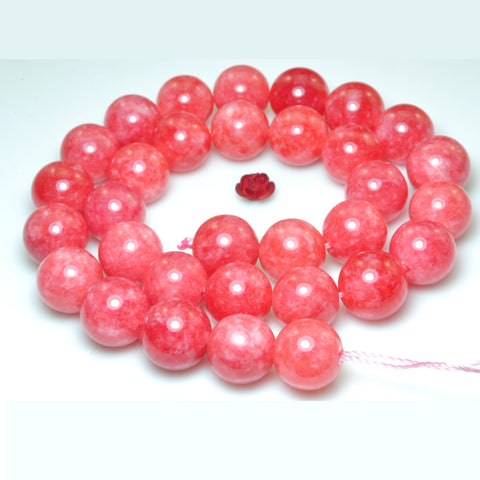 YesBeads Malaysia Jade smooth round loose beads red jade gemstone wholesale jewelry making 15"