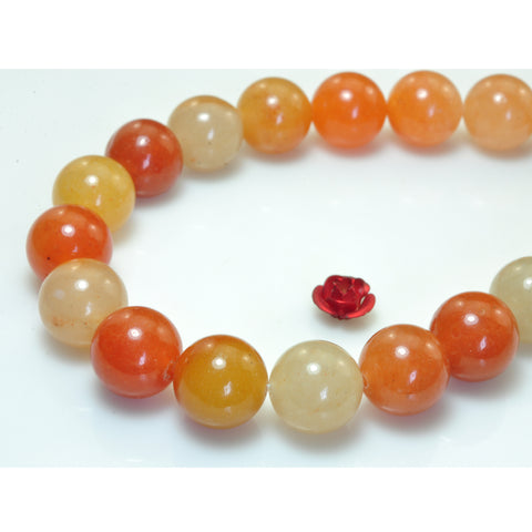 Natural Aventurine orange red smooth round loose beads gemstone 10mm 15"