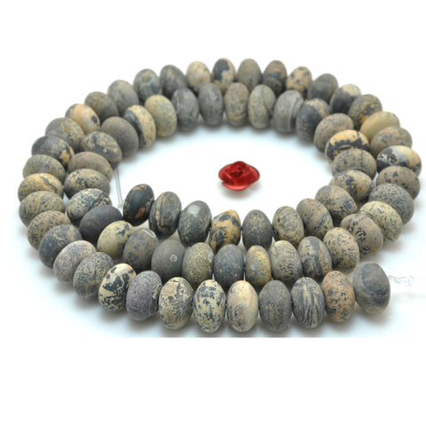 Natural yellow grass flower jasper matte rondelle beads chohua artistic jasper gemstone wholesale bracelet necklace diy